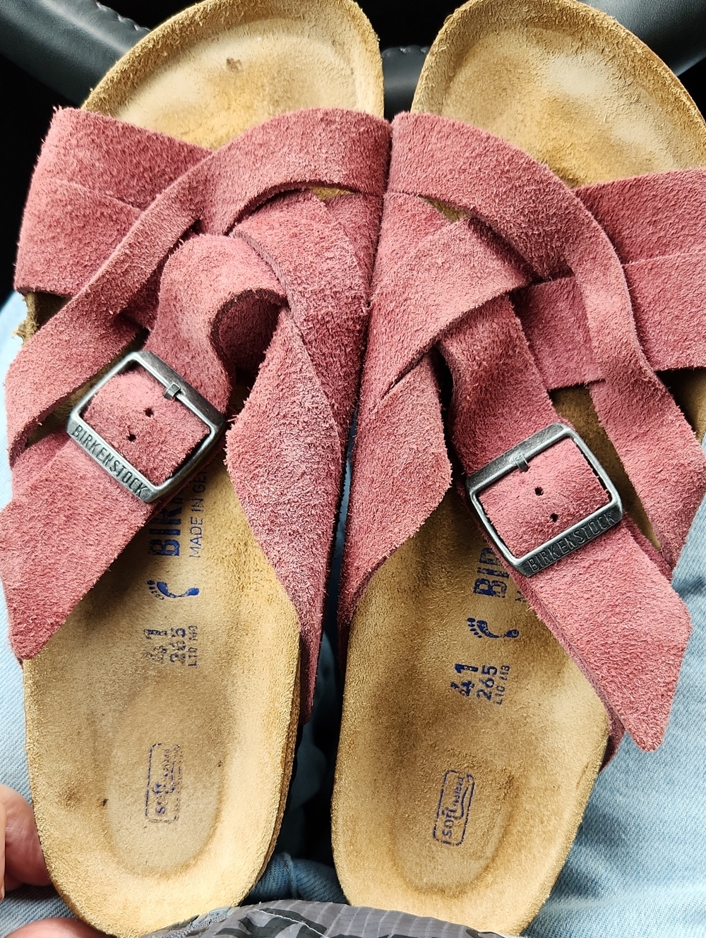 Birkenstock Women’s Suede Crisscross Sandals — Dusty Rose Pink